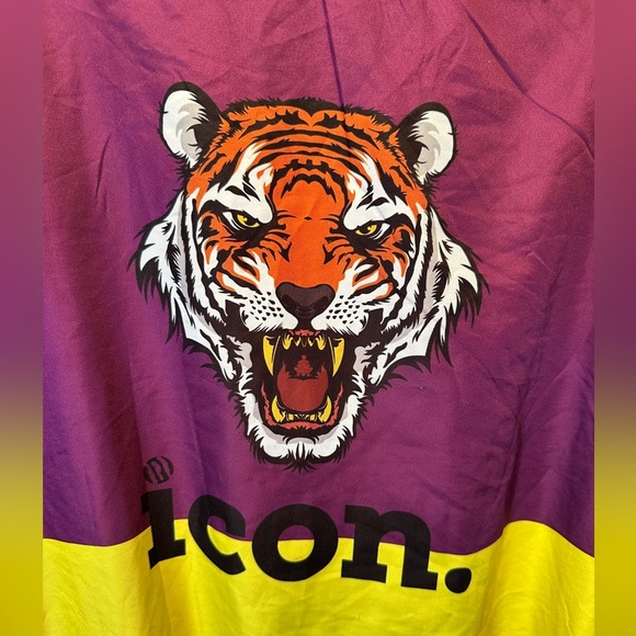 Icon. Tiger SET 2XL Colorblock 90s Style Track Jacket & Shorts Purple Yellow Red - Picture 2 of 13